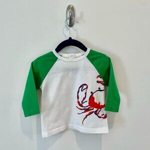 Adorable Baby Boden Crab 3/4 Sleeve T - 6-12M